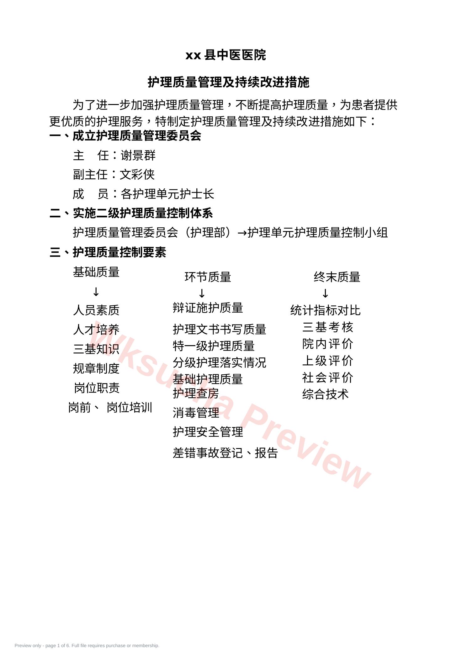 护理质量持续改进措施