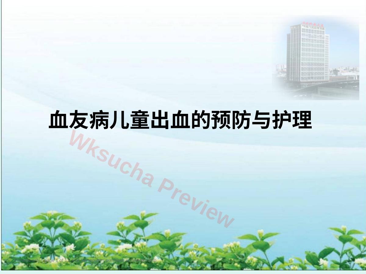 血友病儿童出血的预防与护理