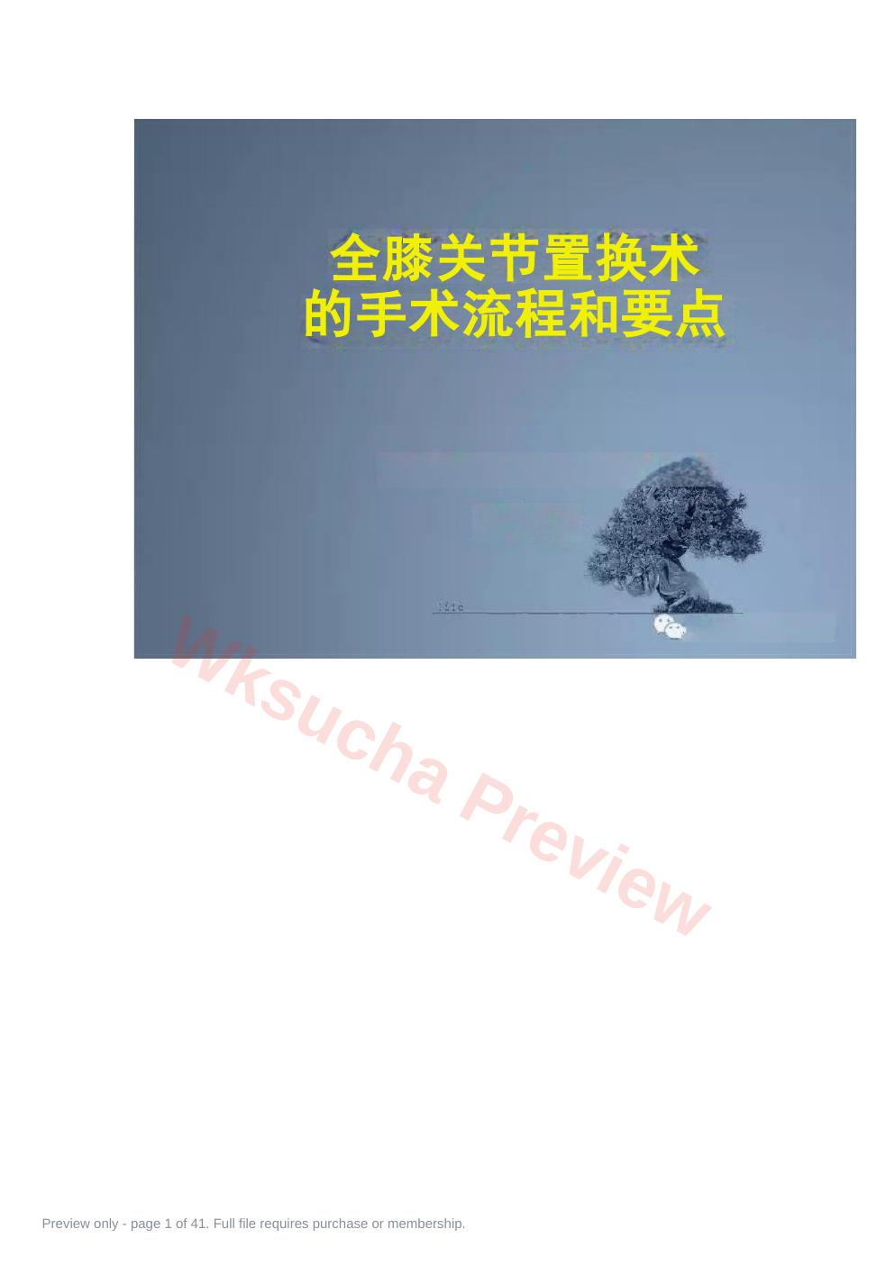 全膝关节置换术的手术 流程和要点