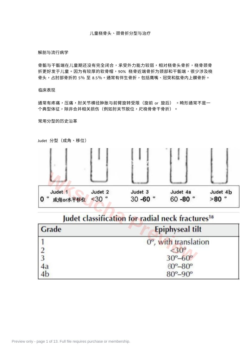 儿童桡骨头、颈骨折分型