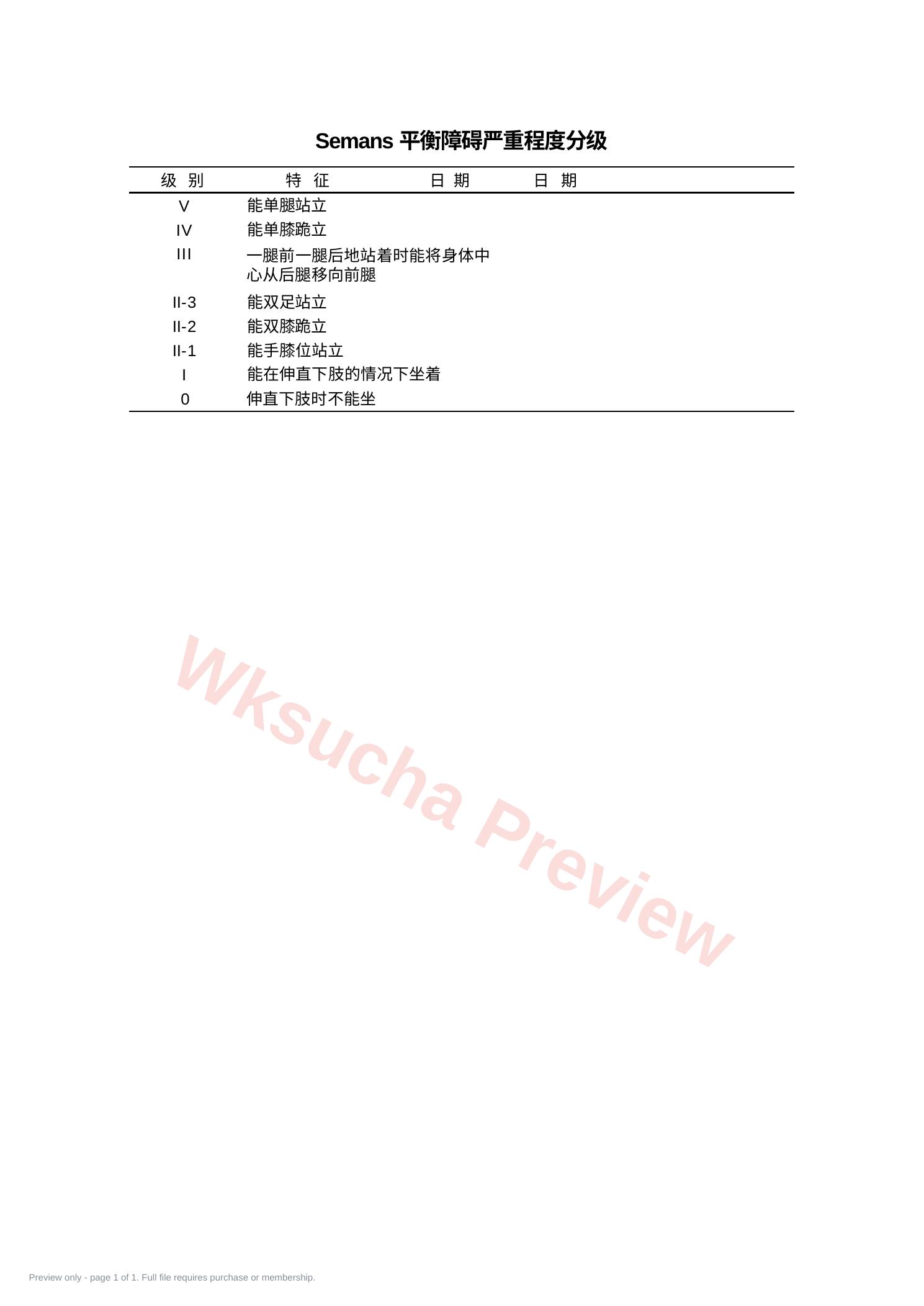 Semans平衡障碍分级
