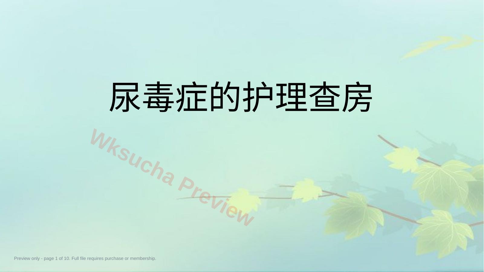 尿毒症护理查房PPT课件(25页)